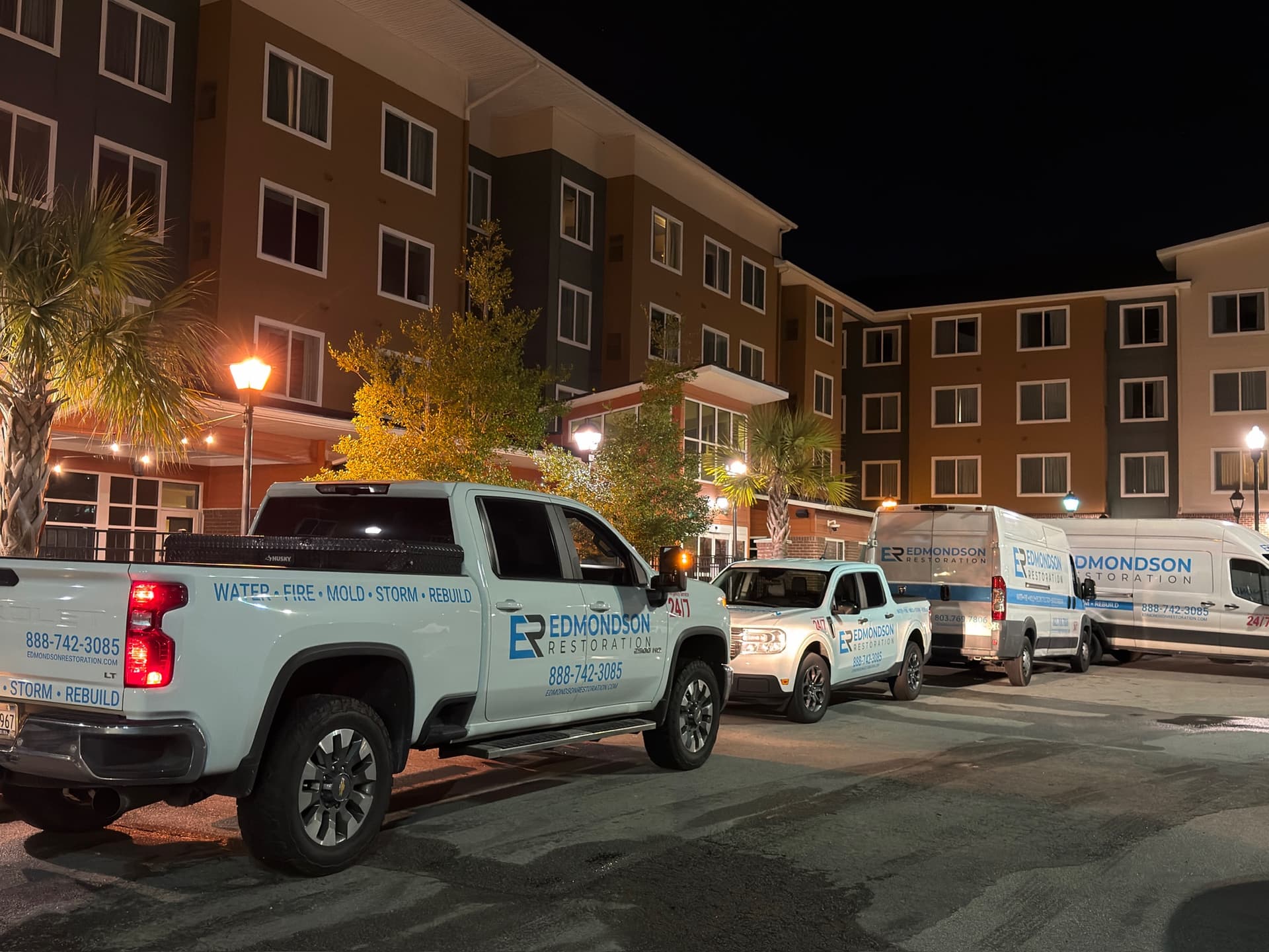 Edmondson Restoration emergency response trucks serving SC and Charlotte Metro